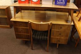 Vintage walnut six drawer desk, similar coffee table,