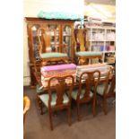 Polished wood ten piece dining suite comprising display cabinet,