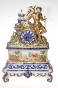 Continental porcelain clock, 46cm high.