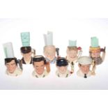 Collection of eight Royal Doulton 'Cricketers' small character jugs (three boxes).