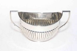 Silver part fluted sugar basin, London 1908.