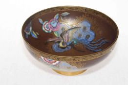 Carlton Ware floral and bird decorated bowl, 26cm.