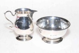 Silver baluster cream jug and sugar basin by Charles Stuart Harris, London 1898.
