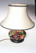Moorcroft Pottery Queens Choice table lamp and shade, with box, 18cm to top of pottery.