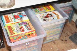 Three boxes of Beano and Dandy annuals.