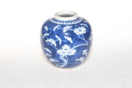 Chinese blue and white prunus ginger jar, 13.5cm.