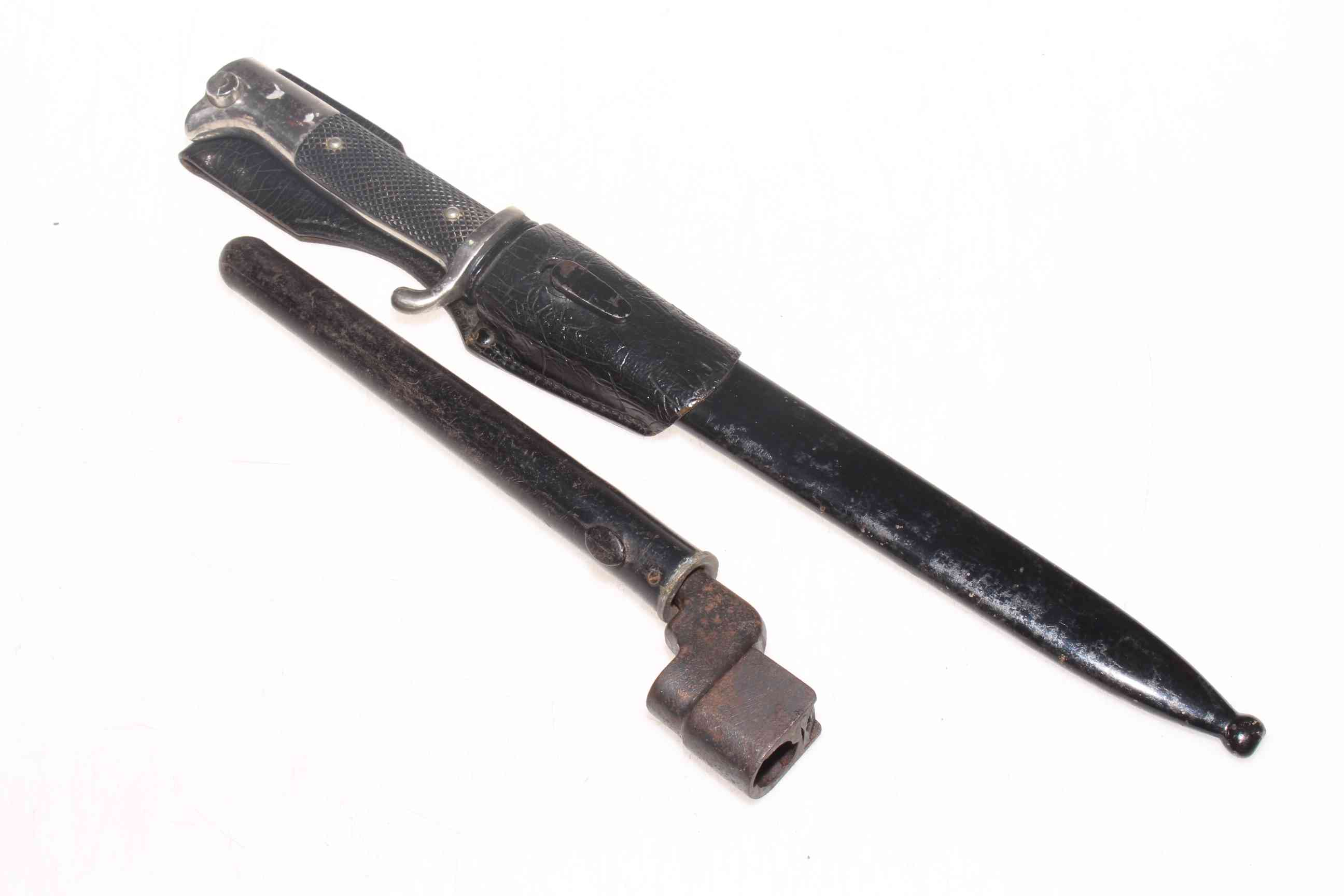 WWII German bayonet, 40cm overall length, and another bayonet (2).