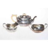 Three piece silver tea set, Ernest Viner, Sheffield 1936.