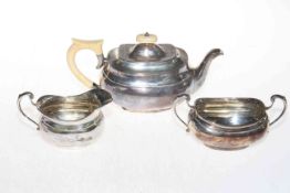 Three piece silver tea set, Ernest Viner, Sheffield 1936.