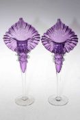 Pair of Jack-in-the-Pulpit glass vases, 38cm high.