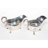 Two silver sauce boats, London 1905, and Sheffield 1900.
