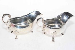 Two silver sauce boats, London 1905, and Sheffield 1900.