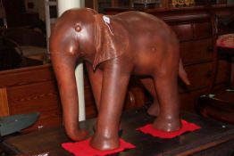 Large leather elephant, 70cm high.