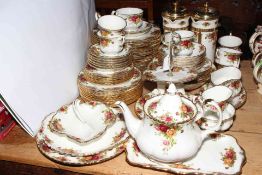 Royal Albert Old Country Roses porcelain including teapot, coffee perculator, dinner plates etc,