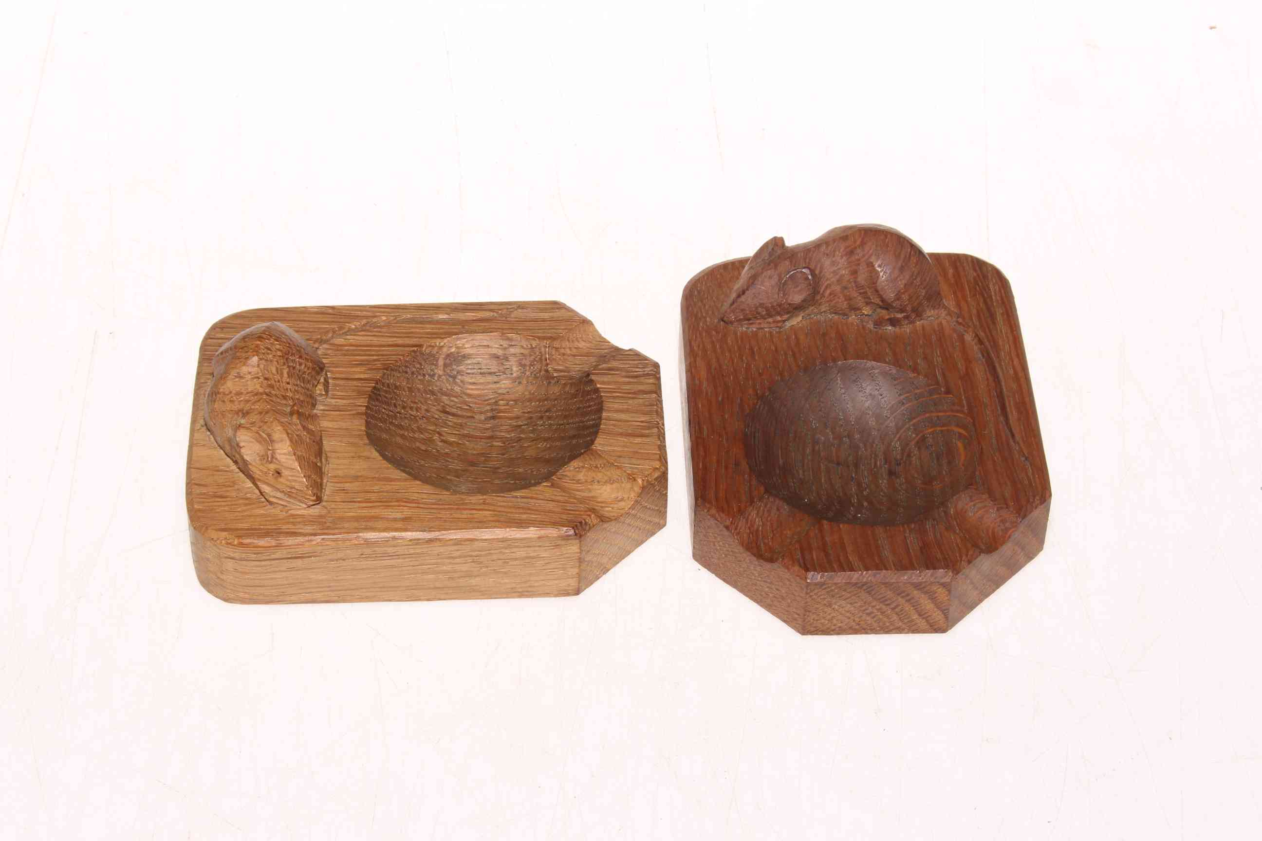 Two Robert Thompson of Kilburn 'Mouseman' oak ashtrays. - Image 2 of 2