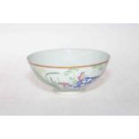 Chinese fine porcelain polychrome bowl decorated with bird and flowers, six character mark, 13.