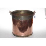 Copper and brass bound coal bucket, 32cm high.