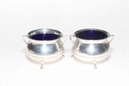 Pair Victorian silver cauldron salts, by Lias and Wakely, London 1881.