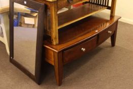 Two drawer low centre table and rustic framed wall mirror (2).
