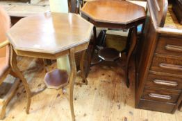 Pair octagonal mahogany and line inlaid occasional tables, 69cm by 54cm by 54cm.