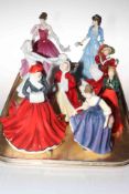 Eight Royal Doulton figures including Christmas Eve, Best Friends and Festive Skating.