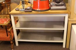 Ikea oak and white three tier table.