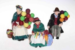 Three Royal Doulton figurines including Balloon Seller, Balloon Man.