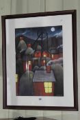 John William Smith (Smudge), Night Houses, giclee print, number 4 of 50, image 54cm by 39cm, framed.