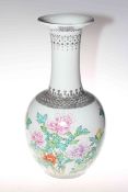 Large Chinese polychrome flower decorated vase, 55cm.