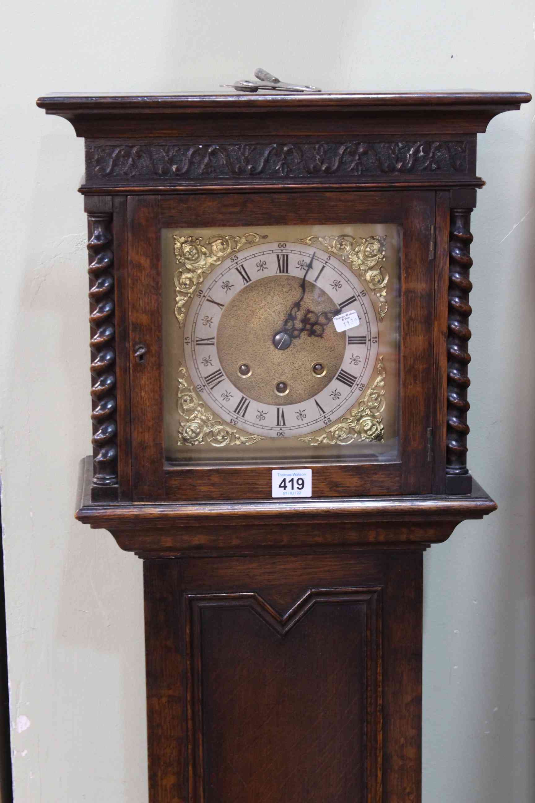 1920's oak Grandmother clock. - Image 2 of 3