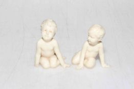 F. Preiss, two tiny ivory boy figures, one signed F.