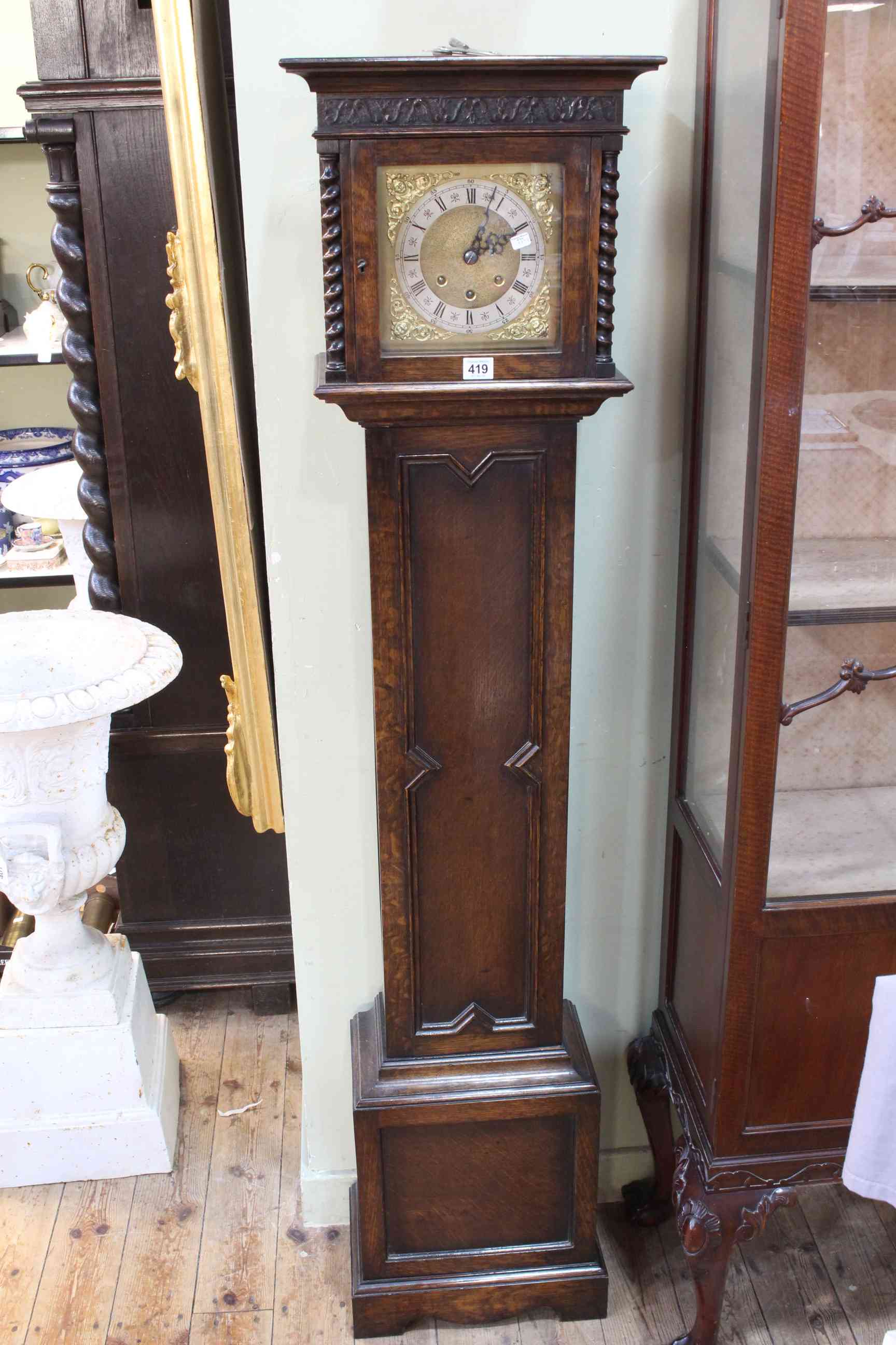 1920's oak Grandmother clock.