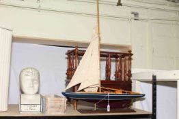 Pond yacht, Phrenology head, mahogany Canterbury and wooden 'Thank You' box.