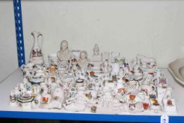 Large collection of crested china including tanks, warships, Red Cross van, busts, etc.