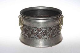 Antique Eastern Persian silver and copper two handled bowl, 21cm high.