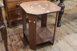 Art Deco inlaid two tier occasional table, 60cm by 49.5cm by 49.5cm.