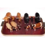 Ten Beswick Cattle including Highland Bull, Cow and Calf, Aberdeen Angus Bull, Cow and Calf,