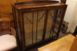 Two early 20th Century china cabinets, brass framed wall mirror and gilt framed wall mirror (4).