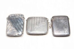 Three silver vesta cases, Birmingham 1896, 1905 and 1919.