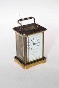 Matthew Norman, London, gilt brass carriage clock, 14cm to top of handle.