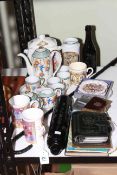 Victorian glass walking stick and rolling pin, Japanese coffee ware, Rington commemorative caddy,