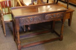 Old Charm two drawer console table, 79cm by 107cm by 43cm.