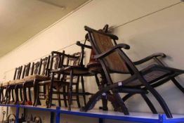 Collection of seven various Victorian and Edwardian parlour chairs, folding chair,