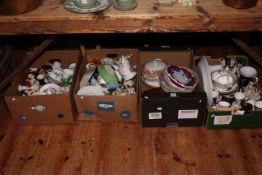 Four boxes of Victorian and later china, ornaments, commemorative ware, ornaments, books, etc.