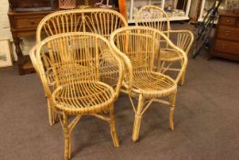 Canework conservatory settee and three chairs (4).