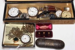 Collection of pocket and wristwatches, chains, fob, etc.
