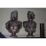 Pair of busts of Apollo and Diana, 51cm.