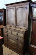 Victorian mahogany linen press, the two door top above a base of two short and three long drawers,