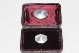 Two George III small silver boxes, oval patch box, Birmingham 1807, and Joseph Willmore vinaigrette,