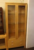 Morris Furniture two drawer display cabinet and matching glazed door entertainment unit (2).